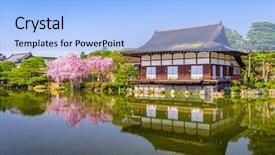  Presentation with heian - PPT layouts with kyoto japan at heian shrine background and a light blue colored foreground