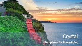  Presentation with holy shrine - Presentation design consisting of motonosumi inari shrine in yamaguchi background and a teal colored foreground