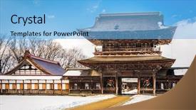  Presentation with japan - Audience pleasing PPT theme consisting of shintoism - takaoka japan at zuiryuji temple backdrop and a light blue colored foreground