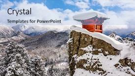  Presentation with japan - Amazing presentation design having mountain temple in winter backdrop and a light blue colored foreground