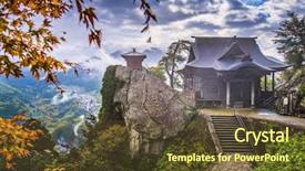  Presentation with japan - Presentation with beautiful places - yamadera mountain temple in yamagata background and a tawny brown colored foreground