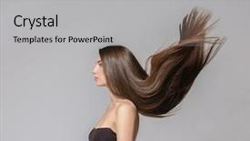 Presentation with long hair - Cool new slide set with shiny - beautiful young woman with long backdrop and a light gray colored foreground