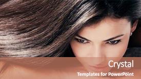  Presentation with dark - Presentation enhanced with shiny - dark hair young beautiful woman background and a coral colored foreground