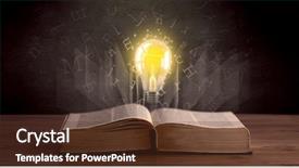  Presentation with open book - Cool new PPT theme with shiny alphabet letters and yellow backdrop and a tawny brown colored foreground