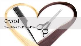 Presentation with hair dresser - Audience pleasing slide set consisting of shiny blond and brown hair backdrop and a light gray colored foreground