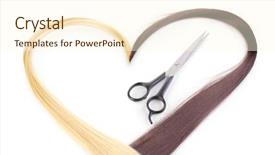  Presentation with brown and white - Colorful slide deck enhanced with shiny blond and brown hair backdrop and a  colored foreground