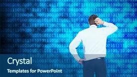  Presentation with binary blue - Audience pleasing slide deck consisting of shiny blue binary code backdrop and a ocean colored foreground