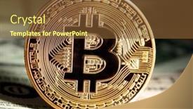  Presentation with money bitcoin - Slide set enhanced with shiny-bright-golden-bitcoin-balanced background and a tawny brown colored foreground