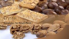  Presentation with almonds - Amazing presentation having shiny-chestnuts-almonds-kernel backdrop and a coral colored foreground