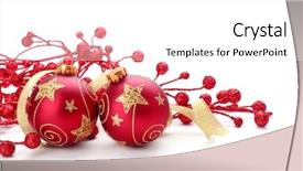  Presentation with white christmas - PPT theme featuring shiny christmas ornaments on white background and a white colored foreground