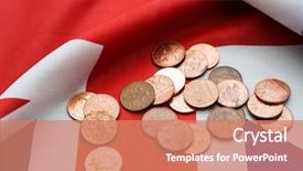  Presentation with union jack - PPT theme enhanced with shiny coins on union jack background and a coral colored foreground