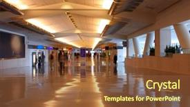  Presentation with airport - Beautiful presentation design featuring shiny floor - airport hallway interior night scene backdrop and a  colored foreground