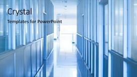  Presentation with operating room - PPT theme featuring shiny floor - hallway of computer room background and a light blue colored foreground