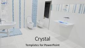  Presentation with bathroom - Cool new PPT theme with shiny floor - modern new small bathroom interior backdrop and a light gray colored foreground