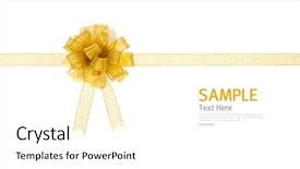  Presentation with shiny gold - Audience pleasing theme consisting of shiny gold ribbon on white backdrop and a  colored foreground