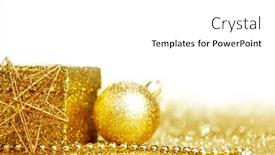  Presentation with glitter - Audience pleasing presentation consisting of shiny golden christmas decor over glitter background backdrop and a white colored foreground