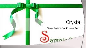  Presentation with ribbon green - Presentation theme with shiny green ribbon bow background and a white colored foreground