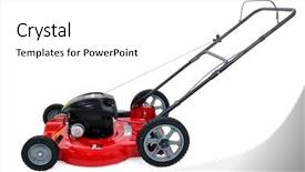  Presentation with new path - Slide deck having shiny new red lawn mower background and a  colored foreground