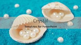  Presentation with pearls - Beautiful presentation theme featuring shiny pearls on blue sand backdrop and a soft green colored foreground