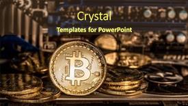  Presentation with record keeping - Beautiful slides featuring shiny-physical-bitcoins-and-record backdrop and a tawny brown colored foreground