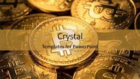  Presentation with blockchain technology - Presentation featuring shiny physical bitcoins blockchain technology background and a gold colored foreground