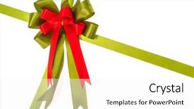  Presentation with ribbon green - Slide deck featuring shiny red and green ribbon background and a  colored foreground