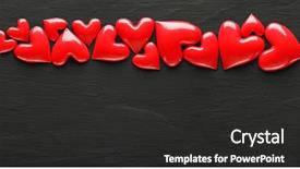  Presentation with dark green and red - Colorful slide deck enhanced with shiny red hearts on dark backdrop and a  colored foreground