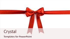  Presentation with copy space - Audience pleasing PPT theme consisting of shiny red ribbon on white backdrop and a sky blue colored foreground