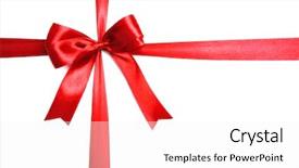  Presentation with red bow - Slide deck enhanced with shiny red ribbon with bow background and a white colored foreground