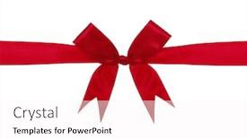  Presentation with satin - Colorful slide set enhanced with shiny red satin ribbon on white background backdrop and a pink colored foreground