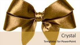  Presentation with brown and white - Slide deck with shiny satin ribbon in brown background and a  colored foreground