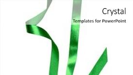  Presentation with ribbon green - Slide deck consisting of shiny satin ribbon in green background and a white colored foreground