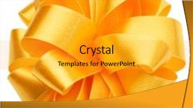  Presentation with yellow color - Presentation design having shiny satin round ribbon bow background and a  colored foreground