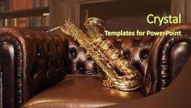 Presentation with shiny - Cool new theme with shiny saxophone is in leather backdrop and a tawny brown colored foreground