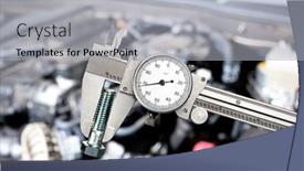  Presentation with car engine - Beautiful theme featuring shiny-vernier-caliper-micrometer backdrop and a light gray colored foreground