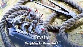  Presentation with old ship - Presentation theme having ship and old map background and a ocean colored foreground