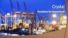  Presentation with sea port - Slide set consisting of ship and port at night background and a cobalt blue colored foreground