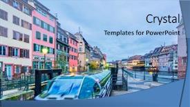  Presentation with cruise ship - Colorful presentation theme enhanced with ship and traditional half timber backdrop and a light blue colored foreground