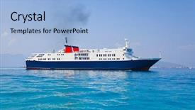  Presentation with ancient ship sea - PPT layouts featuring ship at sea - transportation background background and a light blue colored foreground