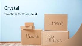  Presentation with boxes light - Presentation theme enhanced with moving boxes in room on light background background and a sky blue colored foreground