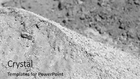  Presentation with cement - Slide deck with ship build - big heap of cement closeup background and a light gray colored foreground