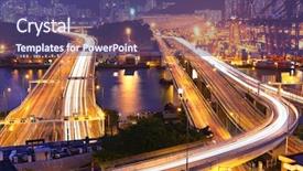  Presentation with night - PPT theme featuring ship building - freeways at night background and a violet colored foreground