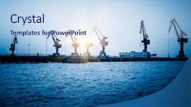  Presentation with industrial dust lung disease - Cool new PPT theme with ship building - industrial shipping cranes shanghai china backdrop and a sky blue colored foreground