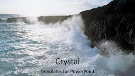  Presentation with waves - Colorful PPT theme enhanced with ship building - waves on rocks backdrop and a  colored foreground