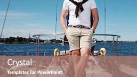  Presentation with ship - PPT theme enhanced with ship captain - stylish trendy man background and a coral colored foreground