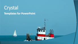  Presentation with tugboat - Amazing slides having ship captain - tugboat on the ocean backdrop and a  colored foreground