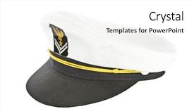  Presentation with nautical - Audience pleasing slides consisting of ship captain - white nautical hat isolated backdrop and a white colored foreground