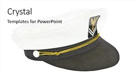  Presentation with nautical - Slides enhanced with ship captain - white nautical hat isolated background and a  colored foreground