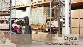  Presentation with loading - Theme enhanced with ship cargo handling - warehouse worker driver in uniform background and a coral colored foreground