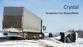  Presentation with car accident - PPT theme enhanced with ship collision - lorry trailer car crash smash background and a light blue colored foreground